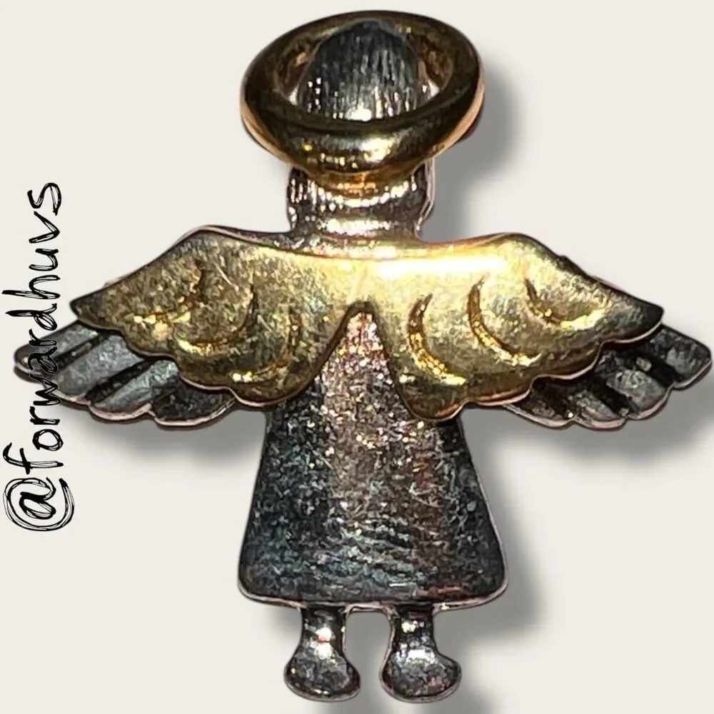 Bundle Sale 3 for $15 | Angel Pin / Pendant – Gold Tone Wings & Halo, Silver Ton